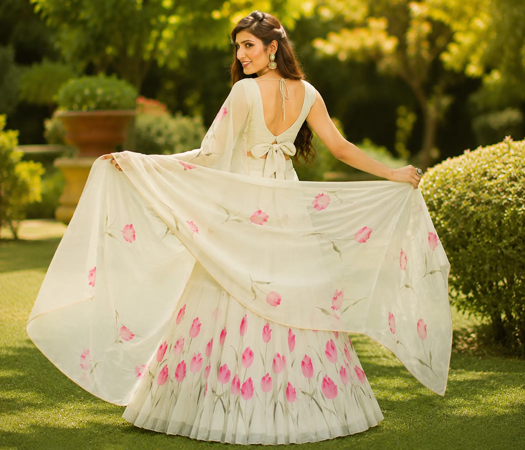 Pastel Green Organza Artisan Lehenga | a perfect traditional Indian Wedding Dress